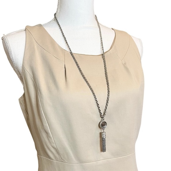 LOFT Long Silver & Rhinestone 30” Chain Rope Necklace 2.5” Pendant - Picture 1 of 7